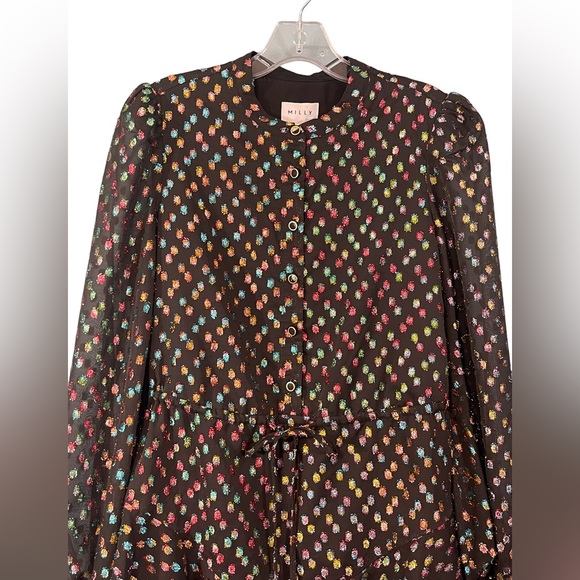 Milly Reina Confetti Metallic A Line Dot Dress Size 6 - Picture 4 of 9